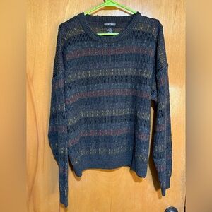 Vintage Striped Knit  Grandpa Sweater in Earth Tones large‎